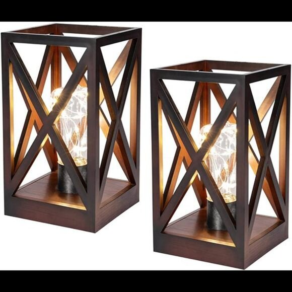 2 Pack Retro Battery Powered Table Lamps, Battery Operated Cordless Desk - Picture 5 of 6